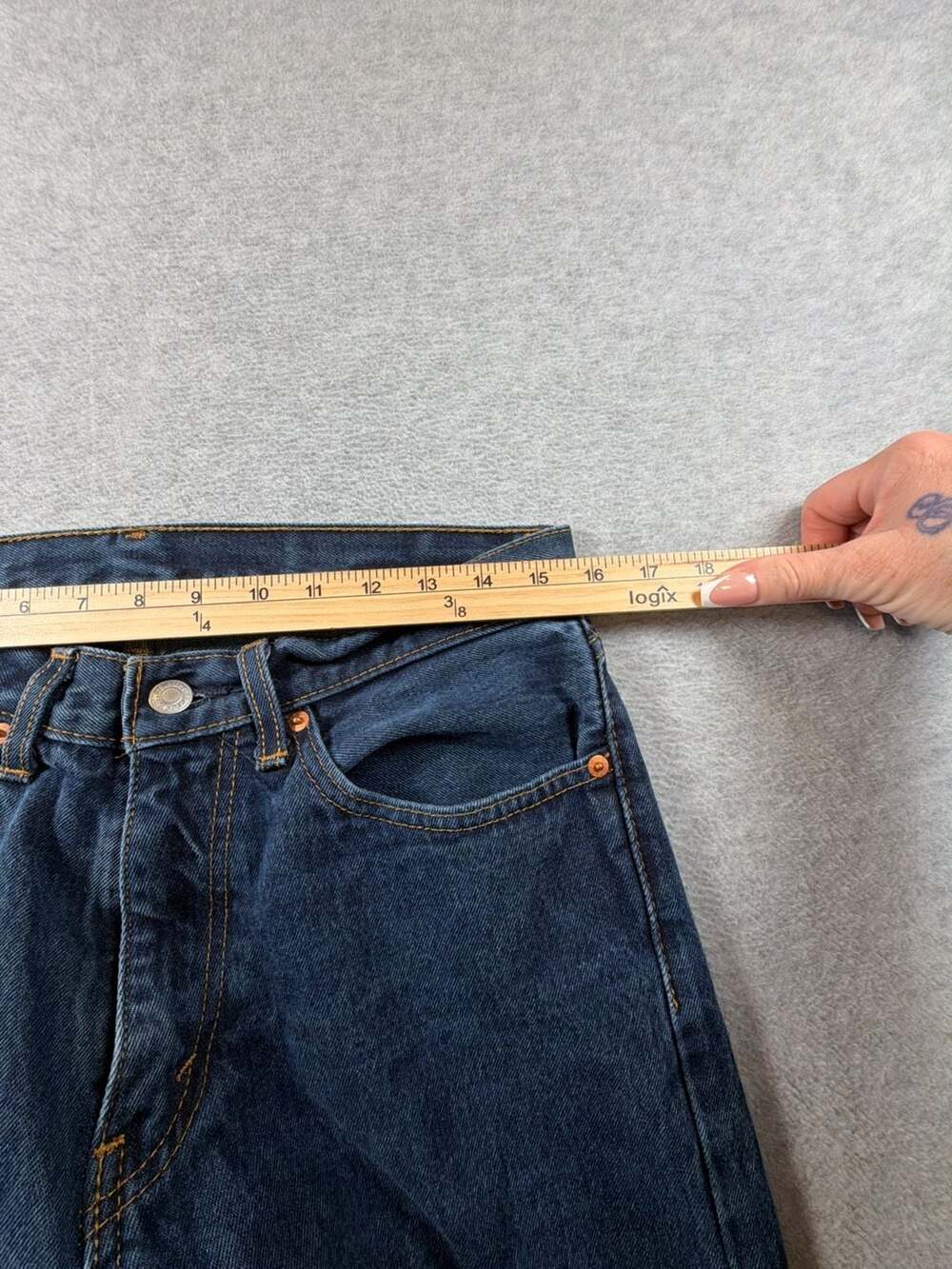 Levi's 505 Regular Fit Straight Leg Jeans Dark Wash - Picture 4 of 8